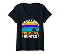 Femme Pêcheur en Eau salée T-Shirt avec Col en V