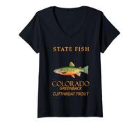 Femme Pêchez la truite à dos vert dans le Territoire du Colorado T-Shirt avec Col en V