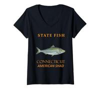 Femme Pêchez l'alose américaine dans Le Territoire du Connecticut T-Shirt avec Col en V