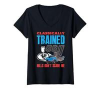 Femme Pédales de Changement de Vitesse Manuelle pour Voiture Classique T-Shirt avec Col en V