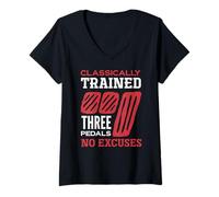 Femme Pédales de Changement de Vitesse Manuelle pour Voiture Classique T-Shirt avec Col en V