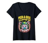 Femme Peek-A-Boo Je suis Un mystère trop cryptique pour Les Enfants T-Shirt avec Col en V