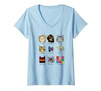 Femme Peintre d'histoire de l'art Vintage à l'aspect Cool Graphique Chat T-Shirt avec Col en V