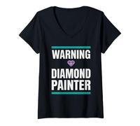 Femme Peinture au Diamant Diamond Art Diamond Painter Sparkle Pixel T-Shirt avec Col en V