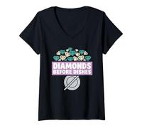 Femme Peinture au Diamant Diamond Art Diamond Painter Sparkle Pixel T-Shirt avec Col en V