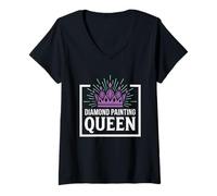 Femme Peinture au Diamant Diamond Art Diamond Painter Sparkle Pixel T-Shirt avec Col en V