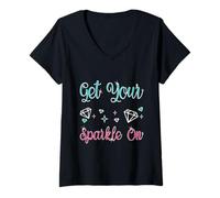 Femme Peinture De Diamant Artiste Get Your Sparkle On Peinture En T-Shirt avec Col en V