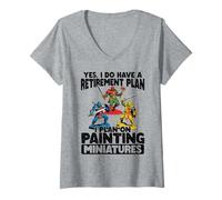 Femme Peinture de Plan de Retraite Miniature Wargaming T-Shirt avec Col en V