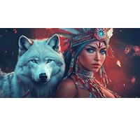 Femme Peinture Diamant, Loup Diamond Painting Adulte XXL 70x140cm, 5D Diamant Painting Enfant Débutant, Diamond-painting Strass Point de Croix Kit pour Decoration Maison Murale, Cadeau Femme, Model165