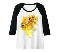 Femme Peinture florale vintage Van Gogh Tournesols Manche Raglan
