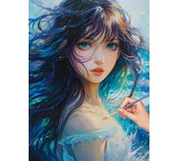 Femme Peinture Numero Adulte, DIY Océan Peinture Numero Adulte 90x120cm, Pinceaux et Acryliques, Kits de Coloriage par Numbers pour Adultes Débutants, Décoration Murale et Cadeaux, (Sans Cadre), -7115