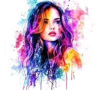 Femme Peinture Numero Adulte, Peinture par Numero Adulte Couleur Motif, Bricolage Adults Débutants Paint by Numbers Kits avec Pinceau et Pigment Acrylique, Decoration Murale Maison 80X80CM Sans Cadre