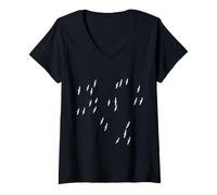 Femme Pelicans in Flight Silhouette Blanche T-Shirt avec Col en V
