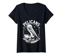 Femme Pélicans Spirit Animals Funny Pelican T-Shirt avec Col en V