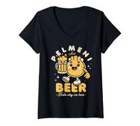 Femme Pelmeni & Beer - That's Why I'm Here T-Shirt avec Col en V