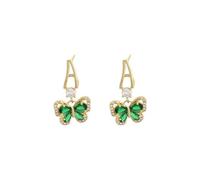 Femme Pendantes Boucles d'oreilles en argent S925, aiguille rétro, cristal vert, légères, de luxe, haut de gamme, tempérament polyvalent (Green, 3. 5X2cm)