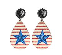 Femme Pendantes Boucles d'oreilles Jour de l'Indépendance Quatrième de Juillet Festival Bijoux Western Cowboy Boots Cowheads d'oreilles (G, One Size)