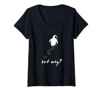 Femme Penguin But Why Head Towards The Mountains Motivation T-Shirt avec Col en V