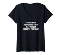 Femme Pennies from Heaven Blessings Vous Attend Cette année T-Shirt avec Col en V