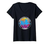 Femme Pensacola Beach Florida rétro T-Shirt avec Col en V