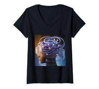 Femme Penser à l'anxiété Sociale Introverti Socialement maladroit T-Shirt avec Col en V