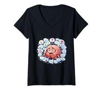 Femme Penser au Chaos cérébral drôle Mental T-Shirt avec Col en V