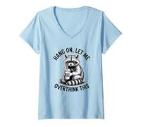 Femme Penser au Raton Laveur avec café Amoureux des Animaux T-Shirt avec Col en V