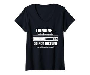 Femme Penser Chargement Traitement Mise en mémoire Tampon Humour Je Pense T-Shirt avec Col en V