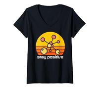 Femme Pensez comme Un Proton, Restez Positif, drôle, Restez Positif Science T-Shirt avec Col en V