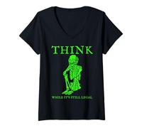 Femme Pensez Tant Que la liberté d'expression est Encore légale Cyberpunk Dystopian T-Shirt avec Col en V