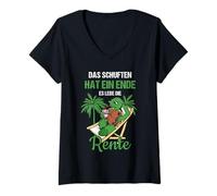 Femme Pension Das Schuften Hat EIN Ende ES Lebe Die Rente T-Shirt avec Col en V