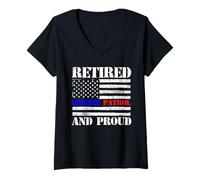 Femme Pension de retraite Retired Border Patrol And Proud T-Shirt avec Col en V