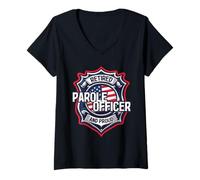 Femme Pension de retraite Retired Parole Officer And Proud T-Shirt avec Col en V