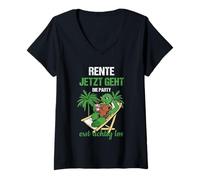 Femme Pensionierung Rente Jetzt Die Party Erst Richtig Los Rente T-Shirt avec Col en V