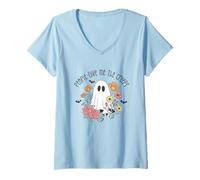 Femme People Give Me The Creeps Jolie Fleur fantôme d'halloween T-Shirt avec Col en V