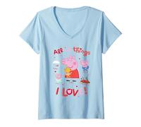 Femme Peppa Pig All The Things I Love T-Shirt avec Col en V
