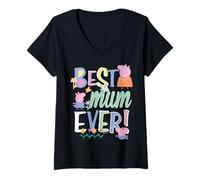 Femme Peppa Pig Best Mum Ever fête des Mères T-Shirt avec Col en V