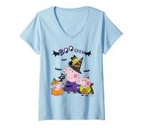 Femme Peppa Pig Boo Crew Halloween T-Shirt avec Col en V