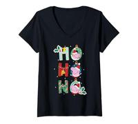 Femme Peppa Pig Christmas Ho Ho Ho Brothers Portraits T-Shirt avec Col en V