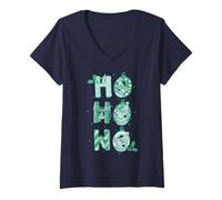 Femme Peppa Pig Christmas Ho Ho Ho Monochromatic Portraits T-Shirt avec Col en V