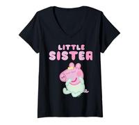Femme Peppa Pig Evie Little Sister T-Shirt avec Col en V