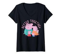 Femme Peppa Pig Family Better Together T-Shirt avec Col en V
