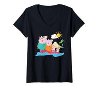 Femme Peppa Pig Family Surf T-Shirt avec Col en V