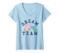 Femme Peppa Pig George Dinosaur Raw Dream Team Classic Adventure T-Shirt avec Col en V