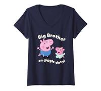 Femme Peppa Pig George Pig Giggle Duty T-Shirt avec Col en V
