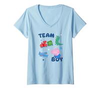 Femme Peppa Pig George Pig Team Boy Icons T-Shirt avec Col en V