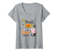 Femme Peppa Pig Halloween Trick Roar Treat George's Costume T-Shirt avec Col en V