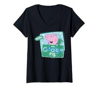 Femme Peppa Pig Hello I am George Pig T-Shirt avec Col en V