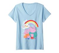 Femme Peppa Pig I Love My Family T-Shirt avec Col en V