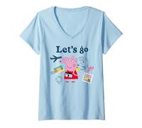 Femme Peppa Pig Let's Go T-Shirt avec Col en V